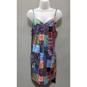 Womens Rapbin Sleeveless Romper Loose Fit Jumpsuit with Pockets Stretchy Artsy M